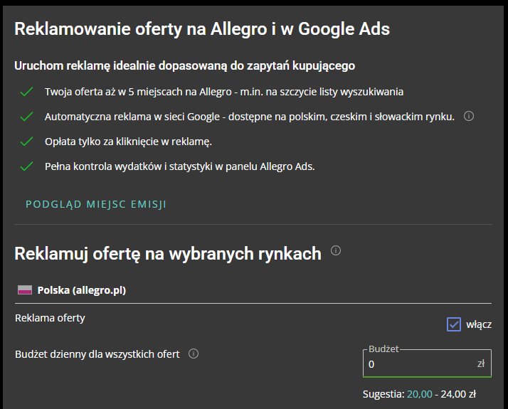 Jak włączyć Allegro Ads? AdsUP Jak włączyć Allegro Ads? Formularz wystawiania